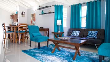 Luxury Villa, 2 Bedrooms, 2 Bathrooms, Courtyard View | Living area | 50-inch flat-screen TV with cable channels, TV, DVD player