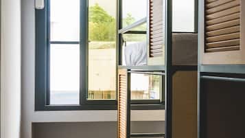 Blackout curtains, soundproofing, free WiFi, bed sheets