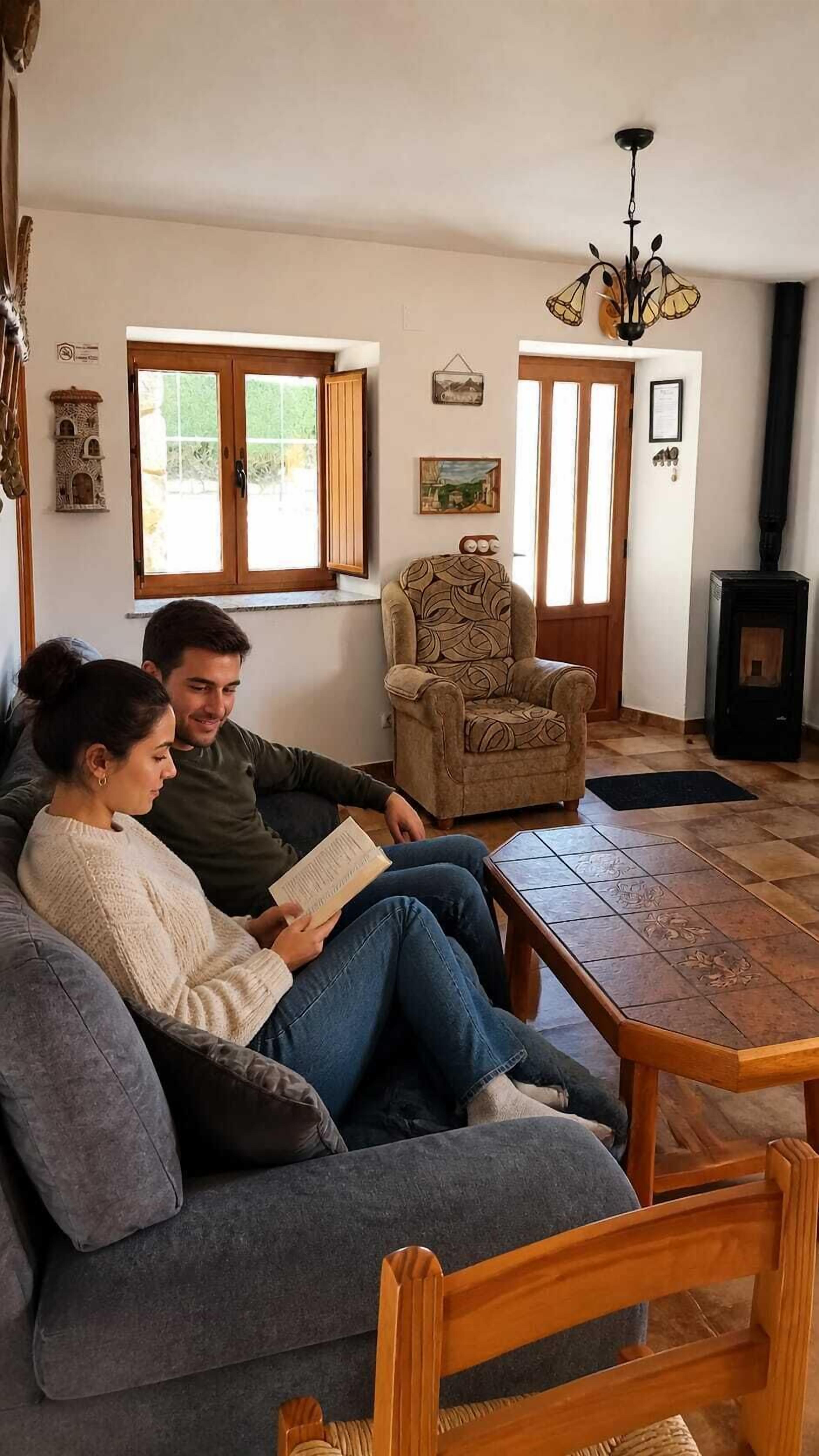 Smart TV y chimenea 