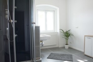 Casa Business, 3 habitaciones, 2 baños | Baño | Ducha y cabezal de ducha tipo lluvia