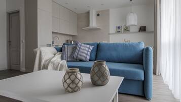 Apartment, 1 Bedroom, Kitchen, Courtyard Area | 1 bedroom, soundproofing, iron/ironing board, free cots/infant beds