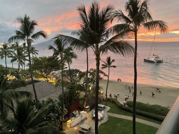 On the beach, beach towels