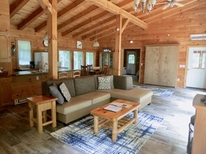 Smart TV, fireplace, DVD player, video library