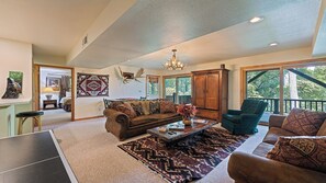 TV, fireplace, DVD player, table football