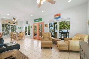 Smart TV, DVD player, video library - Stay Salty- Directly bay front w/private fishing pier, close to beach access.  (Gulf Shores)