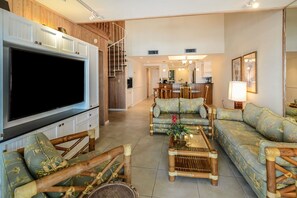 TV, DVD player, stereo