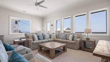 TV, DVD player, video library