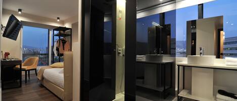 Corner Single Room, Acropolis View | Premium bedding, in-room safe, desk, blackout drapes