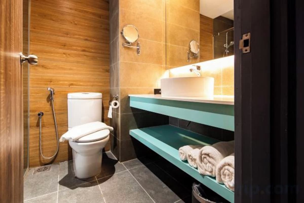 Shower, free toiletries, hair dryer, bidet