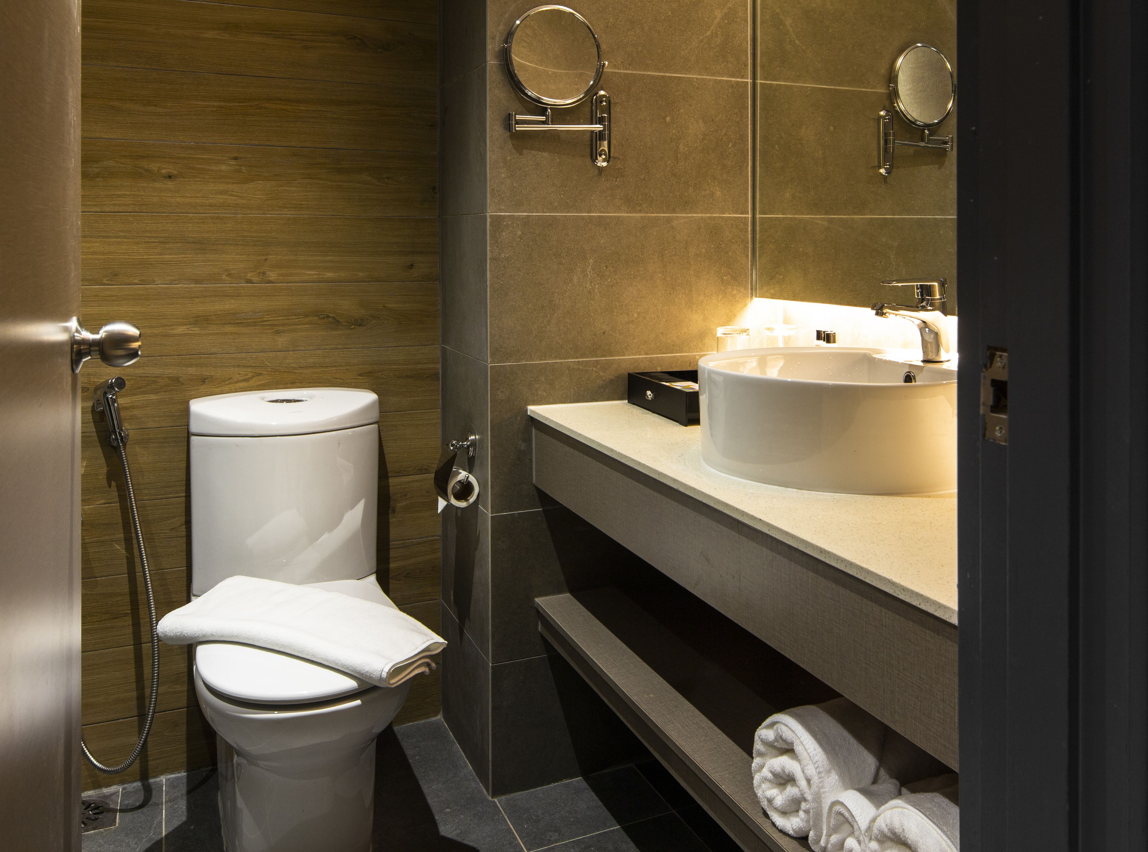 shower, free toiletries, hair dryer, bidet