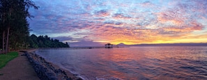 Private beach, white sand, free beach shuttle, scuba diving
