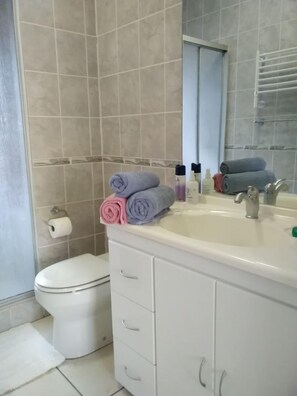 Apartment, 1 Bedroom | Bathroom | Separate tub and shower, deep soaking tub, free toiletries, hair dryer