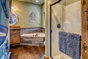 Bathtub, hair dryer, towels