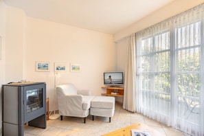 TV, fireplace
