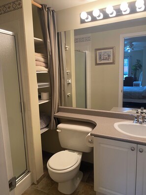 Bathroom - Central fully furnished 2 bedrooms, 2 bathrooms , laundry , 2 x parking, pet (North Vancouver)