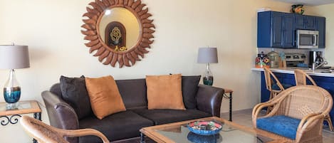 Televisión, reproductor de DVD, libros y estéreo