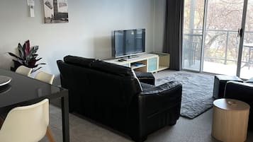 LCD TV, DVD player, books