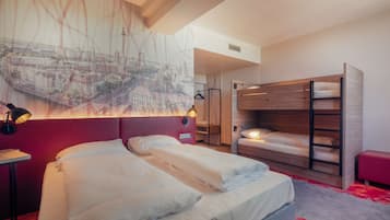Hypo-allergenic bedding, blackout drapes, soundproofing