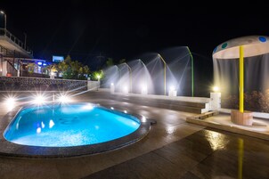 Outdoor pool, a waterfall pool