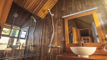Exclusive Duplex, 1 Bedroom, Overwater | Bathroom | Shower, rainfall showerhead, free toiletries, towels