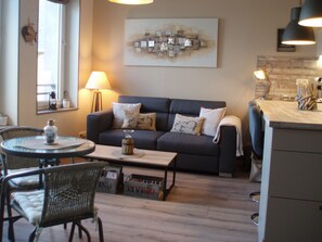 TV, DVD player, books, video library