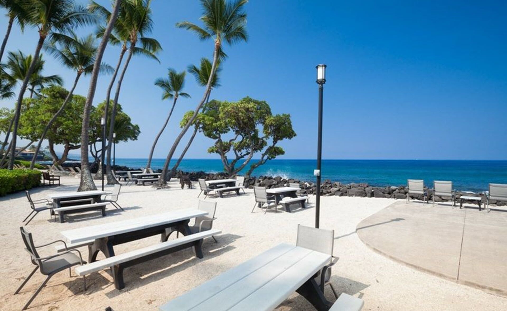 Plage, chaises longues, serviettes de plage
