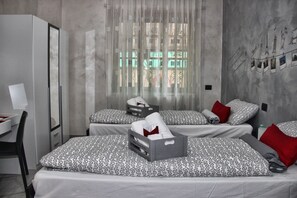 Desk, free WiFi, bed sheets