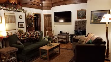 TV, DVD player, books, video library