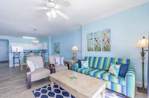 TV, DVD player - Emerald Isle Beach Front Condo. Free Beach Chairs and Dedicated Parking Spot (Panama City Beach)