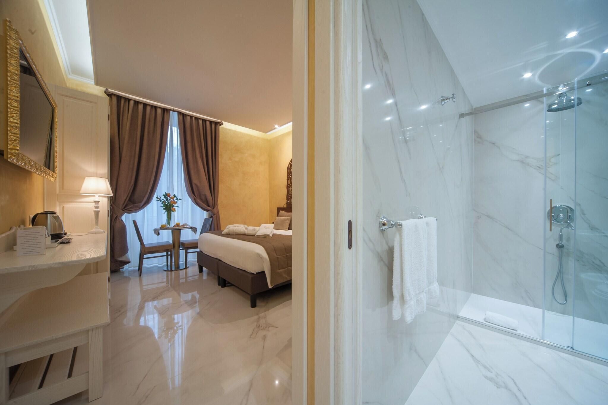 Premium bedding, down comforters, pillowtop beds, minibar