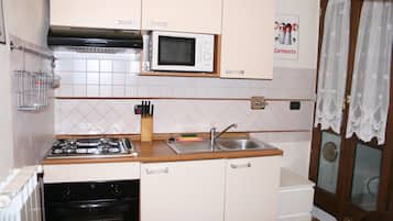 Apartment | Private kitchen | Full-size fridge, microwave, oven, stovetop