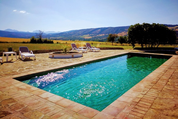 Outdoor pool, sun loungers