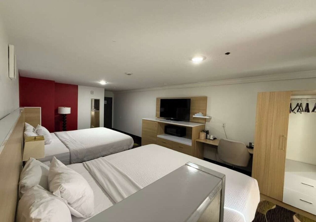 Room, Multiple Beds, Non Smoking | Desk, laptop workspace, iron/ironing board, free WiFi