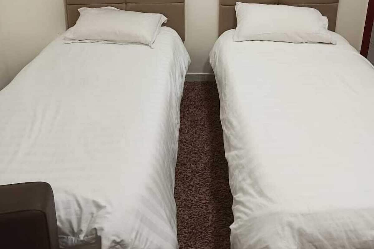 A twin room with two single beds, each with a headboard and white bedding.