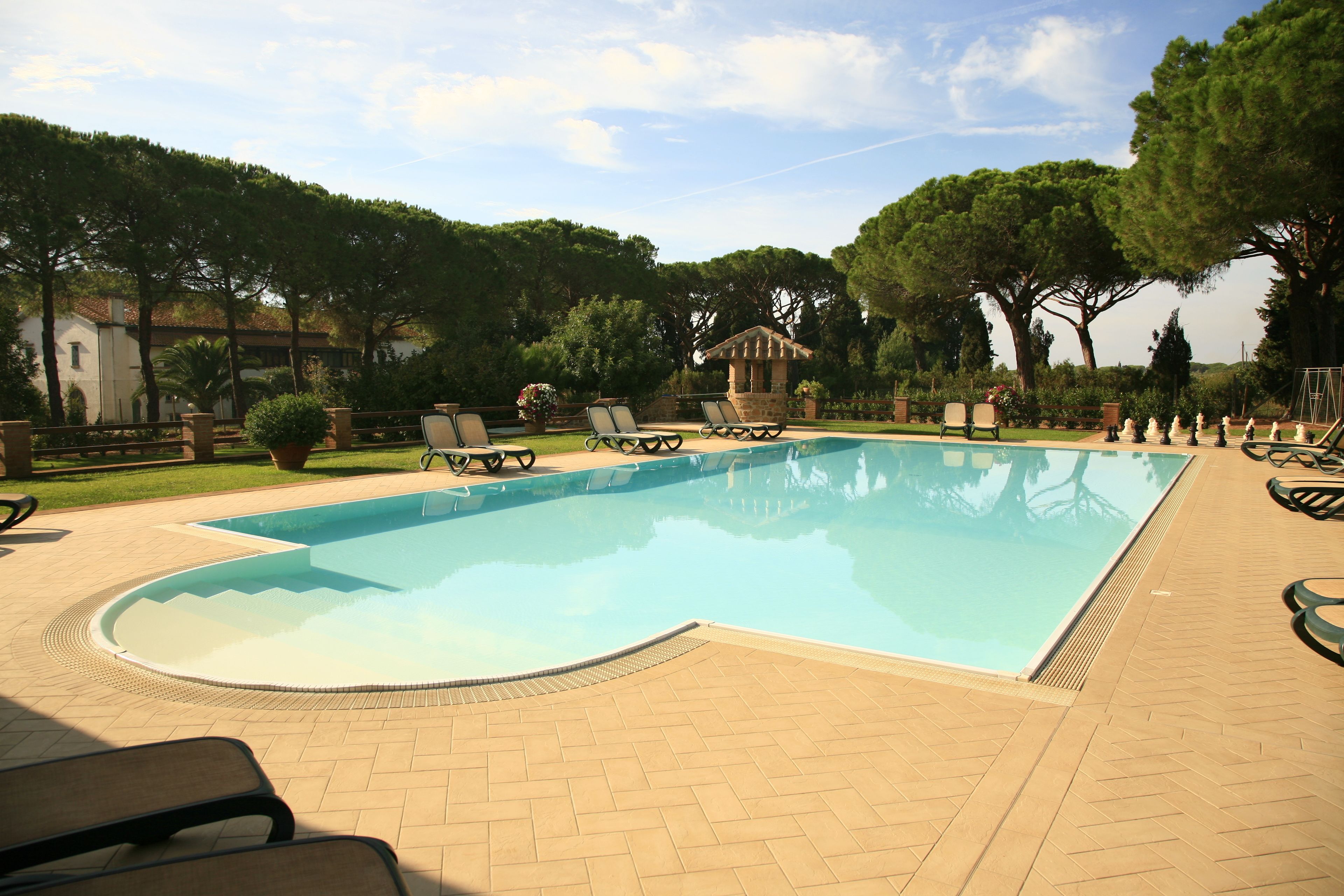 Outdoor pool, sun loungers