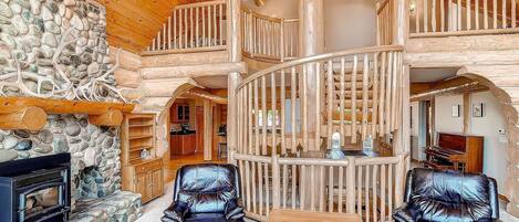 Chalet | Living area | Flat-screen TV, fireplace, video-game console, DVD player