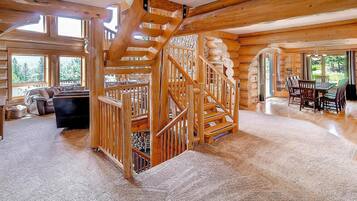 Chalet | Living area | Flat-screen TV, fireplace, video game console, DVD player