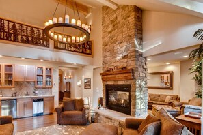 Chalet | Living area | Flat-screen TV, fireplace