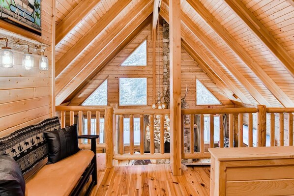Chalet | Living area | Flat-screen TV, fireplace