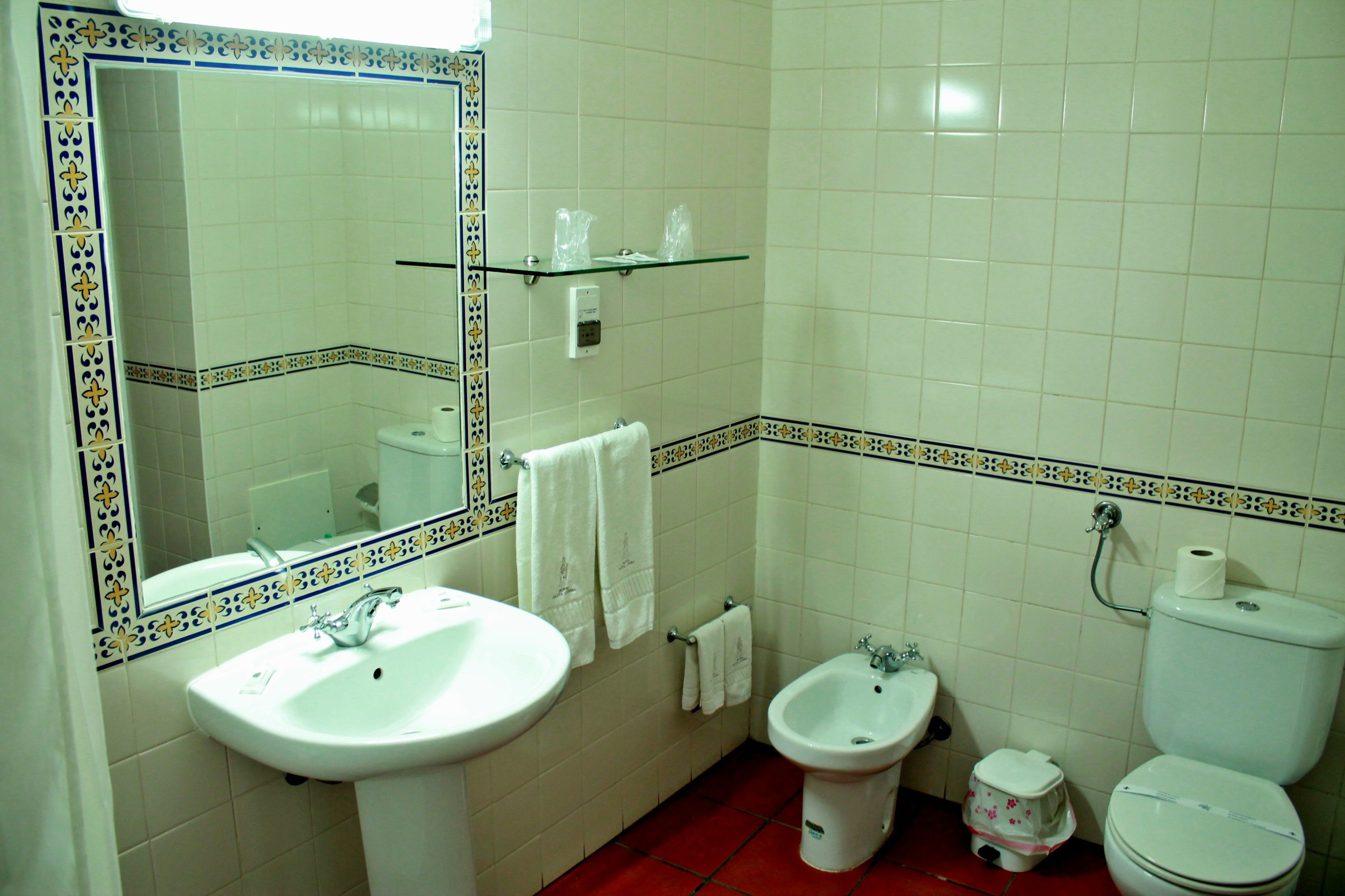 free toiletries, hair dryer, bidet, towels