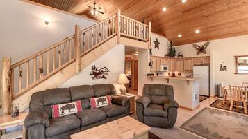 Chalet | Living area | 40-inch plasma TV with digital channels, TV, fireplace