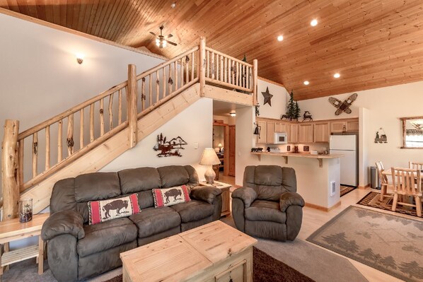 Chalet | Living area | 40-inch plasma TV with digital channels, TV, fireplace