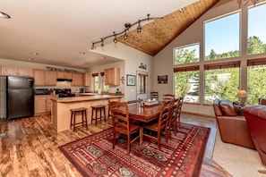 Chalet | Living area | 50-inch LCD TV with cable channels, TV, fireplace - The Cabin (Cle Elum)
