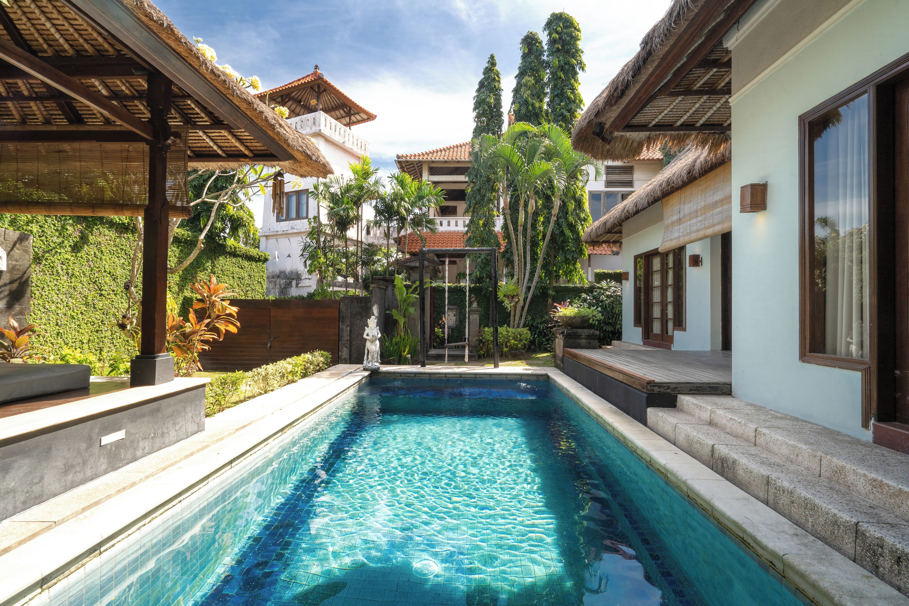 Indoor pool, outdoor pool, sun loungers