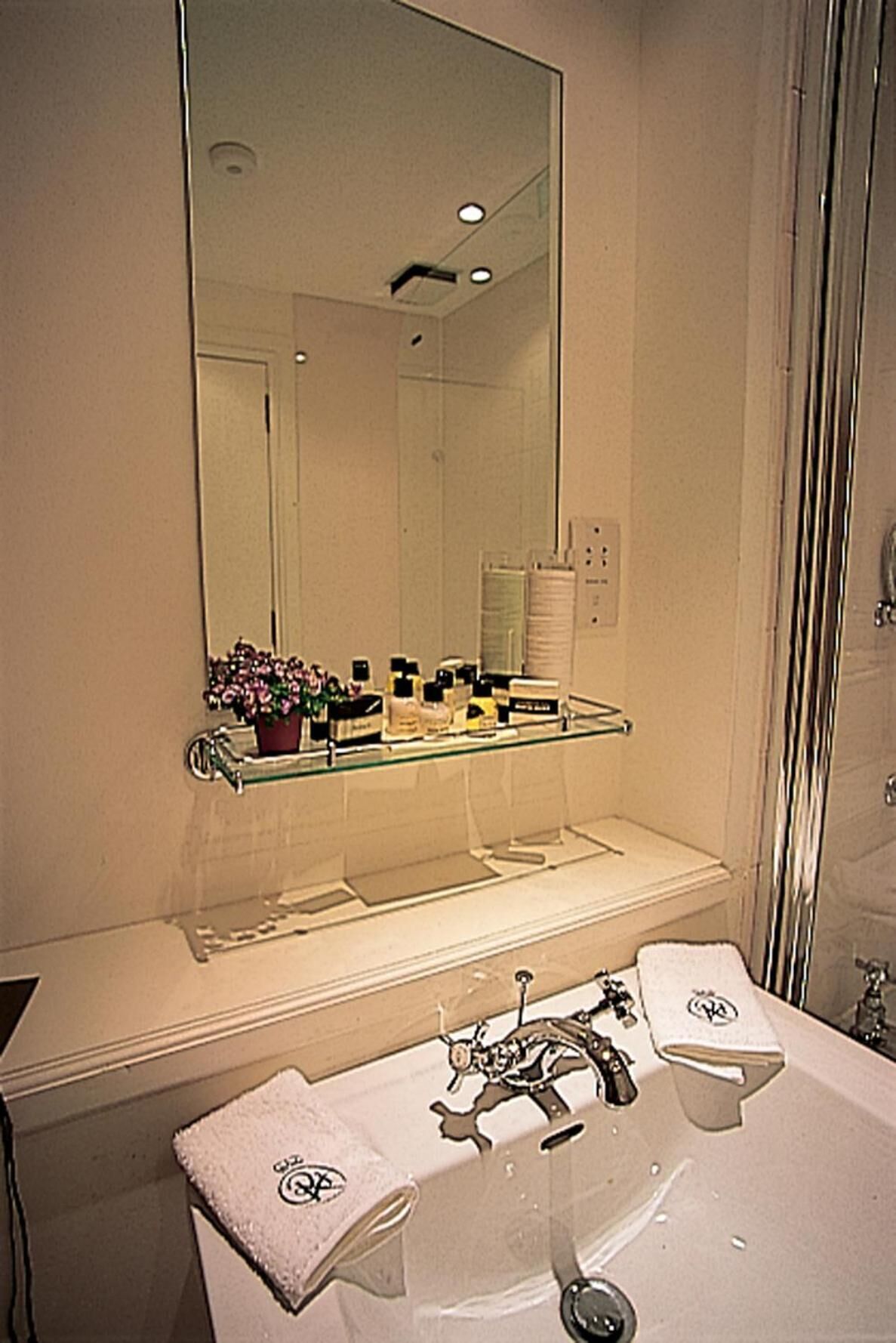 combined shower/bathtub, free toiletries, hair dryer, towels