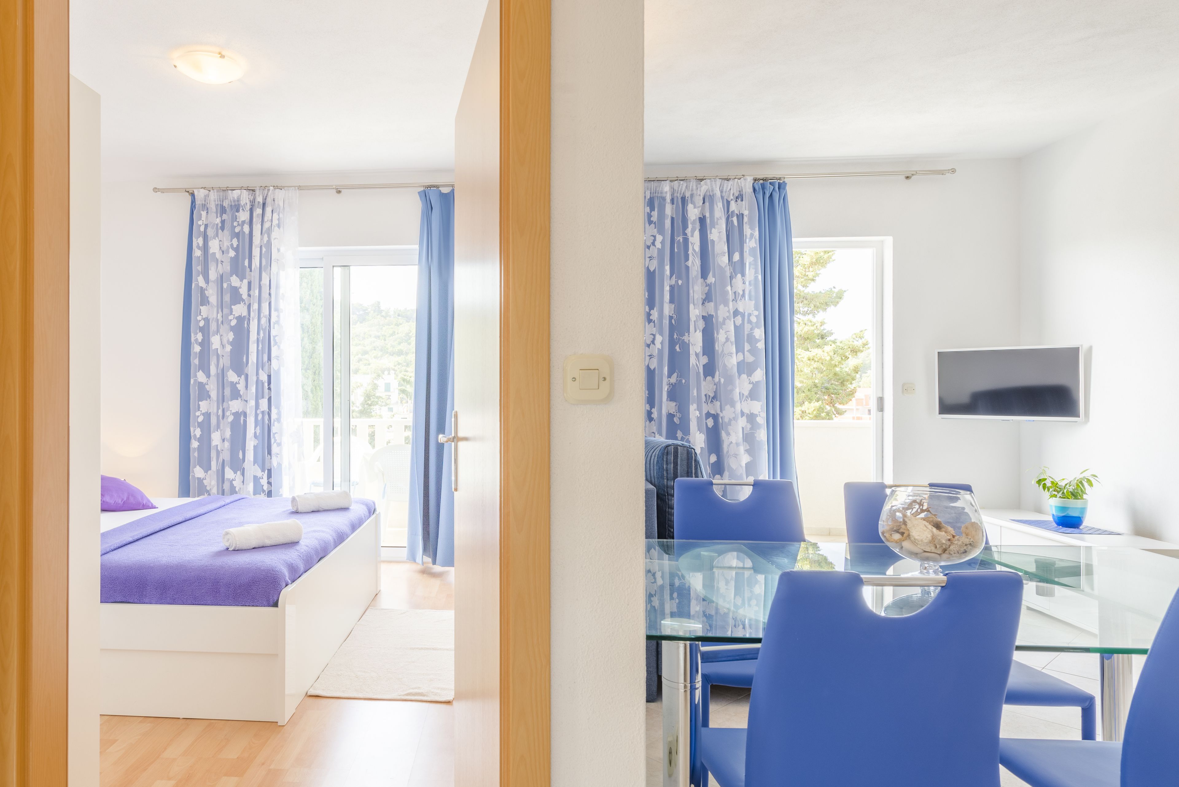 Apartment, 1 Schlafzimmer, Meerblick (Plavi) | 1 Schlafzimmer, Schreibtisch, Verdunkelungsvorhänge