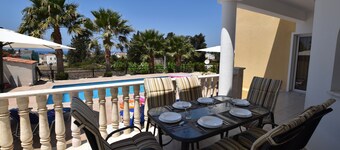 Perfect location, south facing private pool, air con, TV & WiFi.