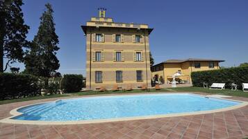 AuĂenpool (je nach Saison geöffnet), Sonnenschirme, LiegestĂŒhle