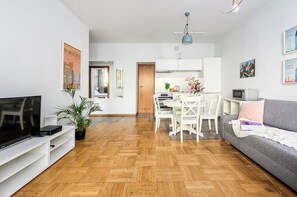 Deluxe Apartment, 1 Queen Bed with Sofa bed, Non Smoking, City View | 1 bedroom, premium bedding, iron/ironing board, cribs/infant beds - ShortStayPoland Krucza - B34 (Warsaw)