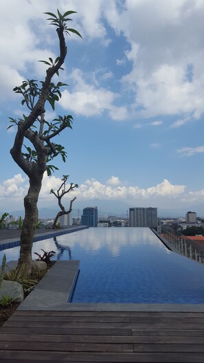 Outdoor pool, sun loungers